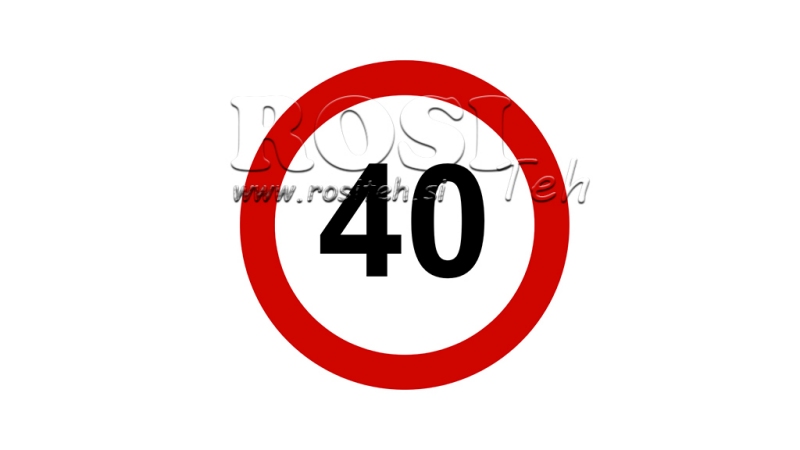 HASTIGHEDSBEGRÆNSNING KLISTERMÆRKE 40KM/H