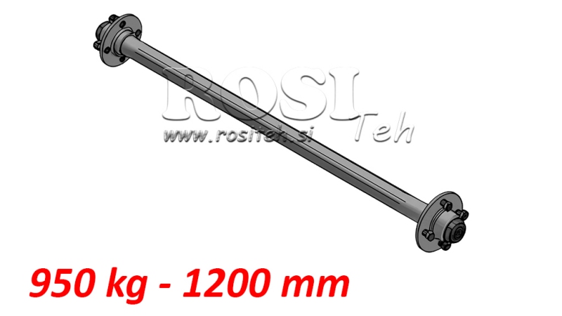AKSEL TIL TRAILER 950 KG UDEN BREMSER (1200 MM)