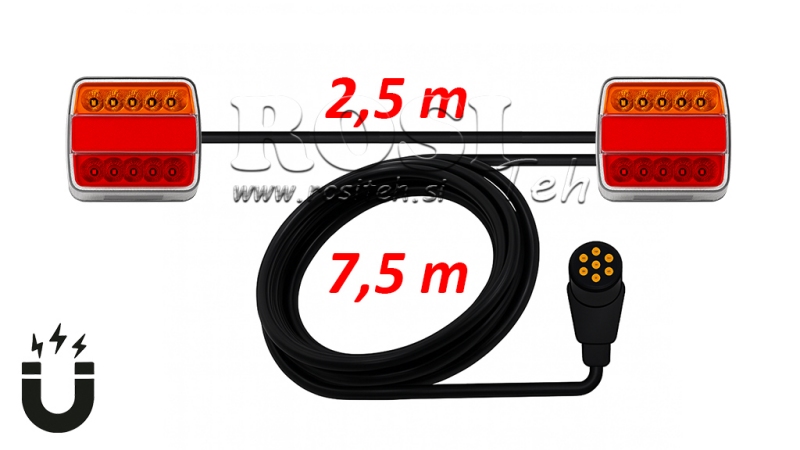 MAGNETISKE LED BAGLYGTER MED KABEL