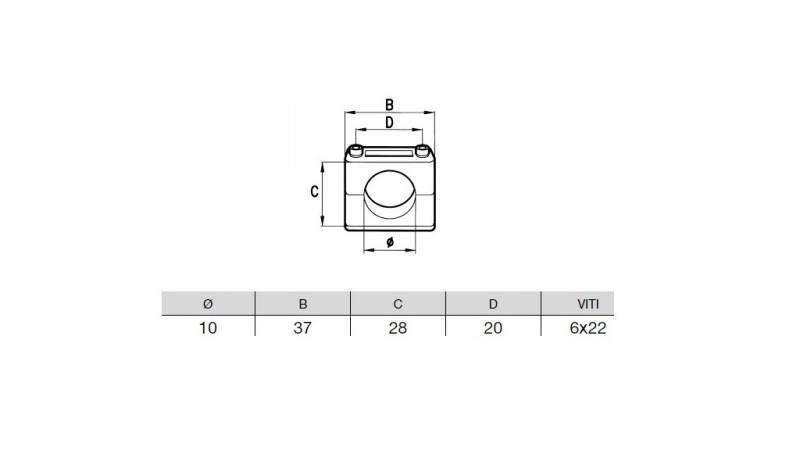 RØR HOLDER DIAMETER 10 - dimensioner
