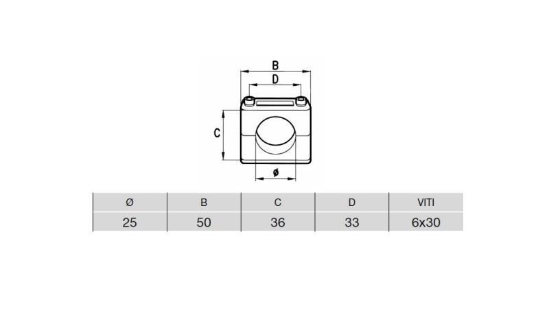RØR HOLDER FI 25 - dimensioner