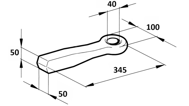 VLEČNA KLJUKA FIKSNA FI40 50x50 L370 - 6.000/1.000KG