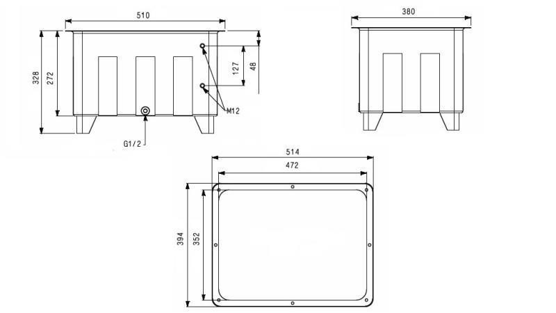 RESERVOIR TIL HYDRAULISK AGGREGAT TYPE MPN 40 LIT - dimensioner