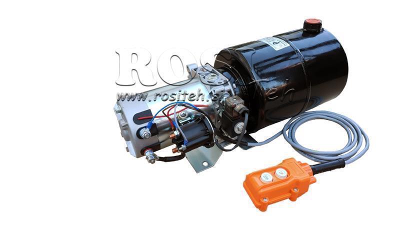 MINI HYDRAULISK AGGREGAT 12V DC - 1.6kW = 2.1cc - 8 lit - enkelt retningssamling (metal)