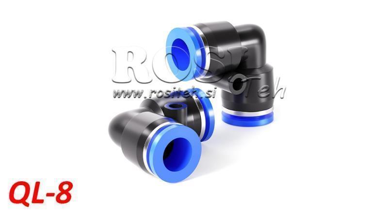 PNEUMATISK PLUG VINKELKONNEKTOR TPA UDEN TRÅD QL-8