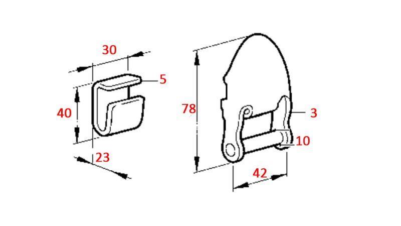 SIDE BESLAG TIL AFTAGELIG C-FORMET TRAILER 42mm