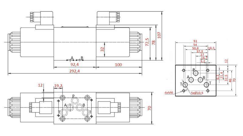 HIDRAVLIČNI ELEKTRO MAGNETNI VENTIL KV-4/3 CETOP 5 12/24/230V N2