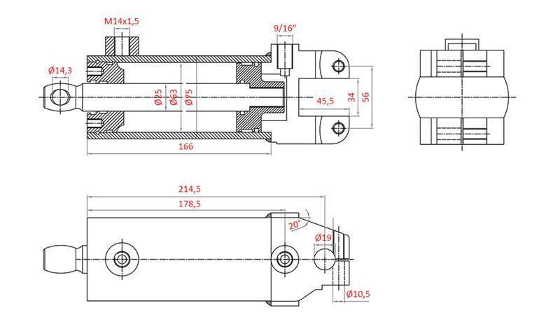 HIDRAVLIČNI VOLANSKI CILINDER MASSEY FERGUSON OEM-1605121M91, 1605121M92 532193M91, 3773711M91