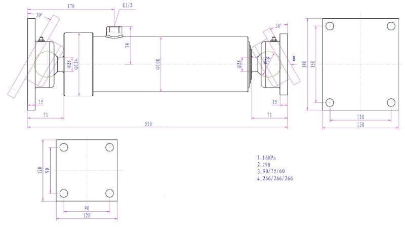 TELESKOPCYLINDER 3 TRIN  805MM K3B-7T