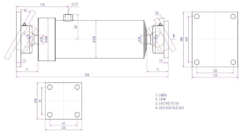 TELESKOPCYLINDER 4 TRIN  1050MM K4B-10T