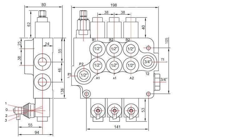 HYDRAULISK VENTIL 3xP80