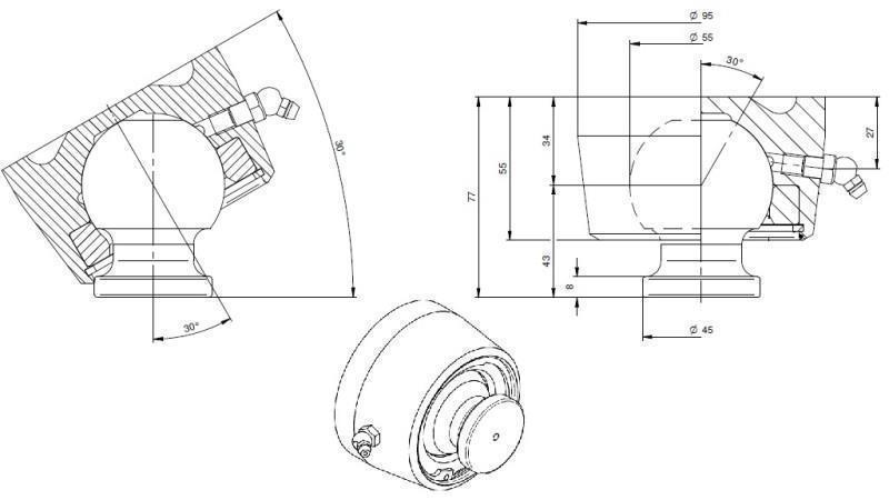 KUGLE TIL TELESCOPISK CYLINDER FI 55 max. 15 Tons