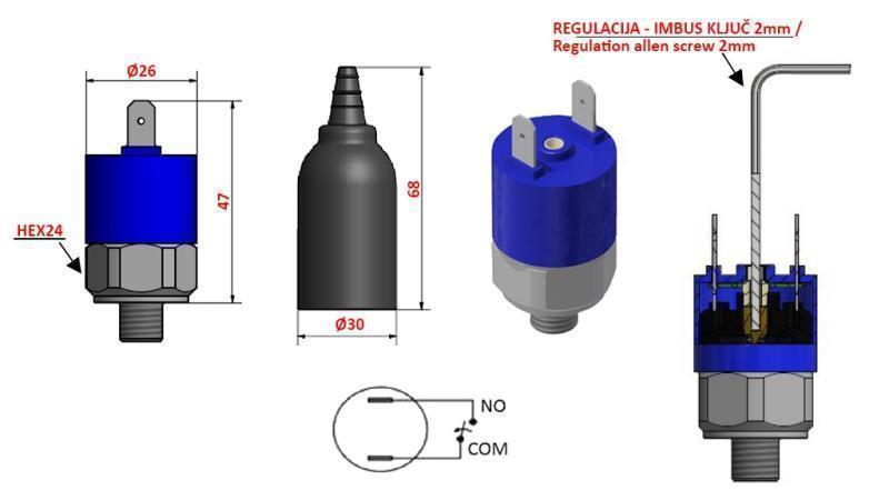 HIDRAVLIČNO TLAČNO STIKALO K4 - NO 1-12 BAR (MAX.300BAR)
