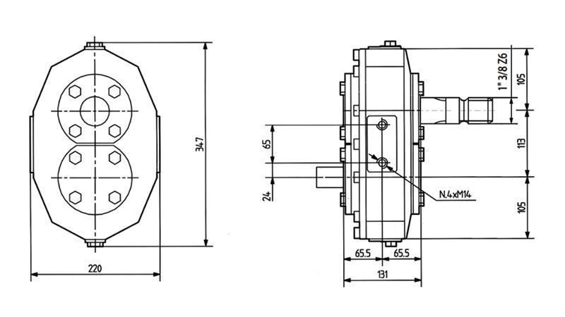 REDUCER INVERSION MR-90 1:1 (85HP-62.6kW)