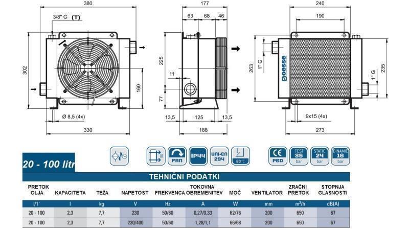 OLIEKØLER AC 230V HY01801 20-100 LIT