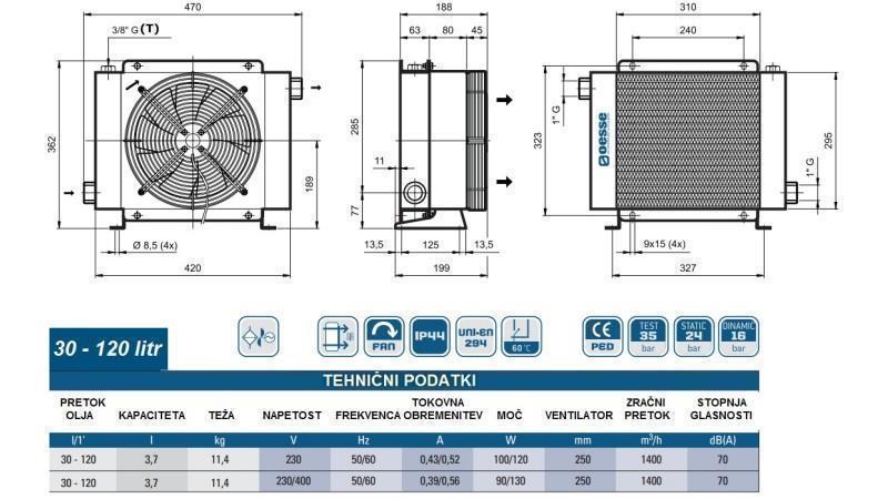 OLIEKØLER AC 230V HY02401 30-120 LIT