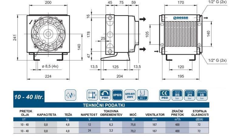 OLIEKØLER DC 12V HY01002 10-40 LIT
