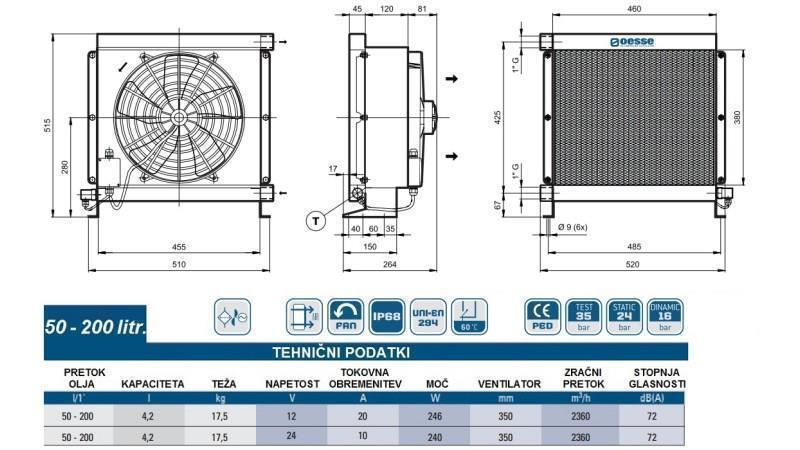 OLIEKØLER DC 12V HY05702 50-200 LIT