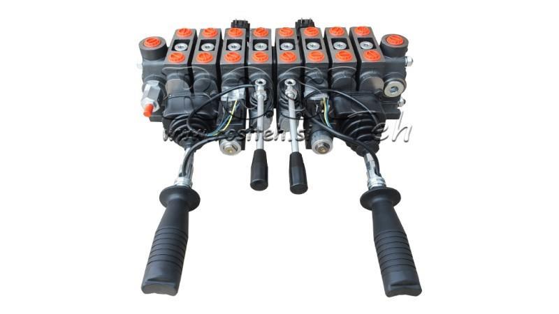 HYDRAULISK VENTIL HIAB 8xPC70   2x JOYSTICK - ELEKTRISK KONTROL 12V