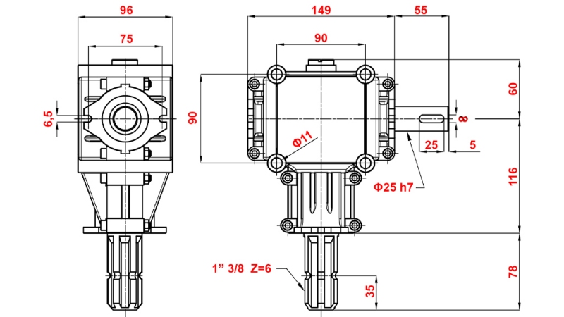 VINKELGEAR PTO 1:2.88 (10HK-7KW)