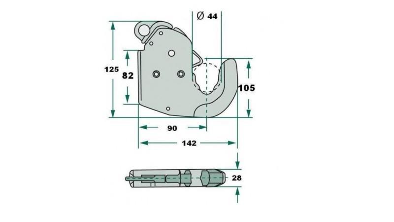 AUTOMATISK KROG TIL TRAKTOR KOBLING HYDRAULIK CAT.1 ECO - dimensioner