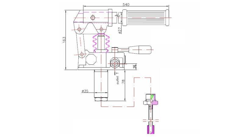HÅNDPUMPE 12CC -DD- DOBBEL RETNING - dimensioner