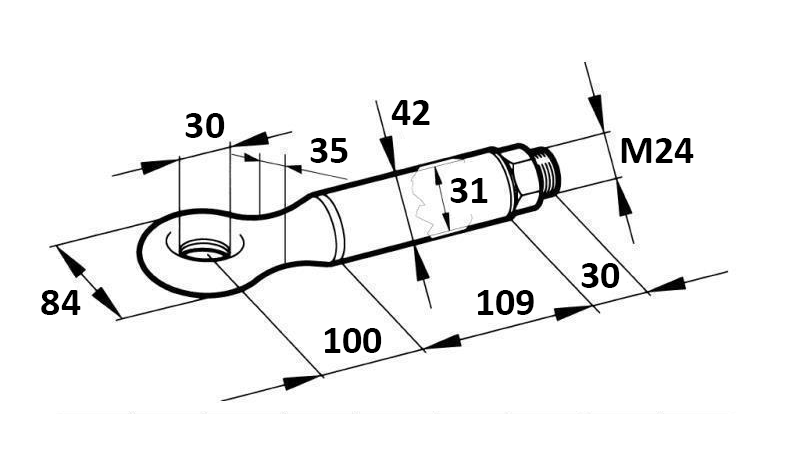 TRÆKHAK ROTERBAR FI30 2500/400KG