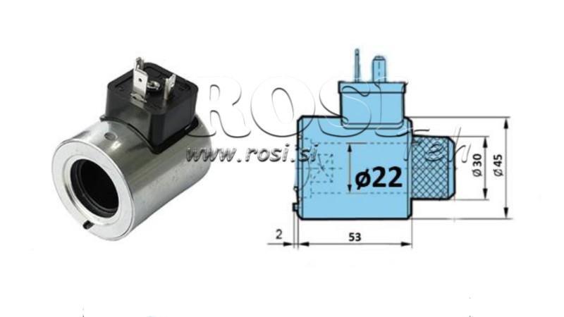 ELEKTROMAGNETISK SPOLE 24V DC TIL CETOP VENTIL - fi 30mm-53mm 29W
