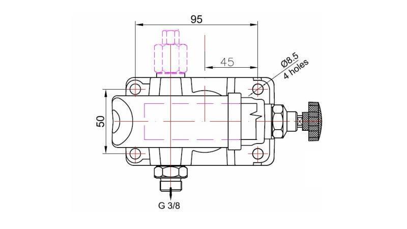 HÅNDPUMPE 12CC -SD- ENKEL RETNING - dimensioner