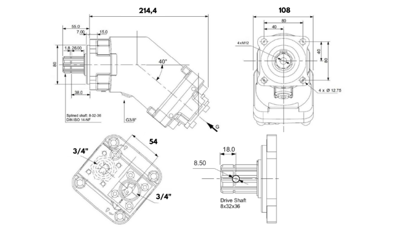 HYDRAULISK JERN PUMPE 65CC BANANA