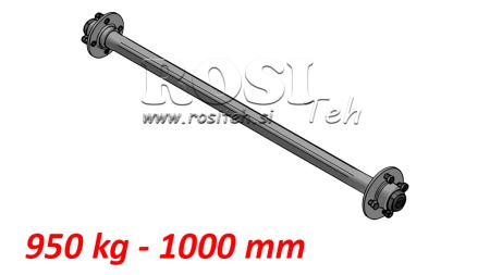 AKSEL TIL TRAILER 950KG UDEN BREMSER (1000 MM)
