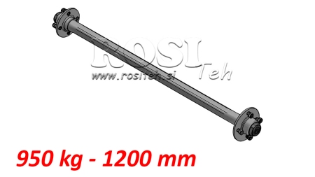 AKSEL TIL TRAILER 950 KG UDEN BREMSER (1200 MM)