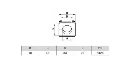 RØR HOLDER FI 16 - dimensioner