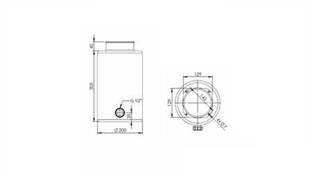 METAL RESERVOIR RULLE PP 10 LITER HORIZONTAL-VERTIKAL-dimensioner