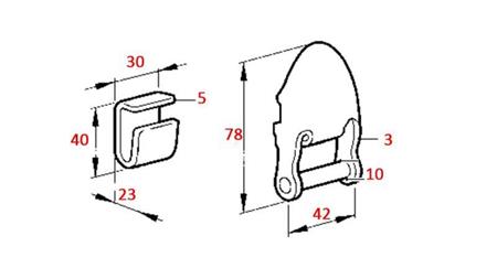 SIDE BESLAG TIL AFTAGELIG C-FORMET TRAILER 42mm