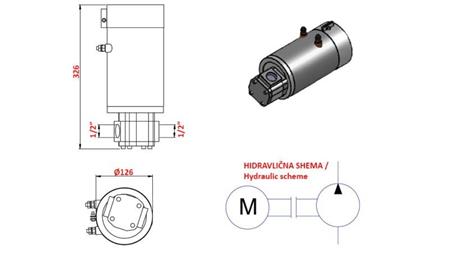 HYDRAULISK PUMPE SAMMENSÆTNING GR.1 ELEKTRISK MOTOR 12V 3kW