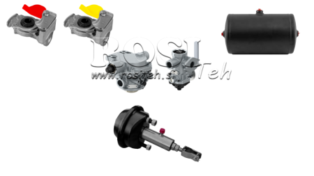 SÆT AF LUFT-HYDRAULISKE BREMSER TIL TRAILER KOMPLET DUAL KRETS SYSTEM 1 CYLINDER