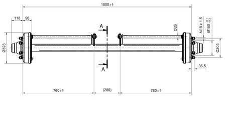 AKSEL TIL TRAILER 7200 kg MED BREMSER (1800 mm)
