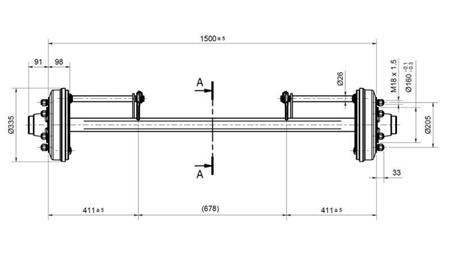 AKSEL TIL TRAILER 4800 kg MED BREMSER (1500 mm)