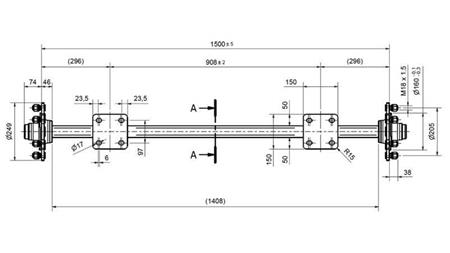 AKSEL TIL TRAILER 1800 kg UDEN BREMSER (1460 mm) med monteringsplade