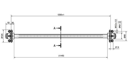 OSOVINA ZA PRIKOLICO 950 kg BREZ ZAVOR (1200 mm)