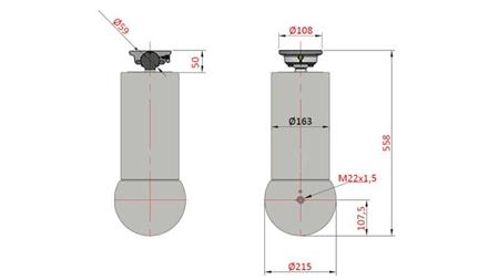 TELESCOPISK CYLINDER - MEILLER KIPPER 5 TRIN 175mm - 15 ton slag 1560mm