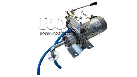 MINI HYDRAULISK AGGREGAT 12V DC - 1.6kW = 2.1cc - 8 lit - enkelt retningssamling MED HÅNDPUMPE