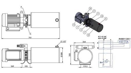 MINI HYDRAULISK AGGREGAT 230V AC (2.2 kW) - 8.0 cc - 11.2 lit/min - tank 12 lit