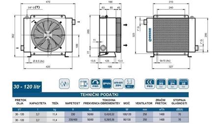 OLIEKØLER AC 230V HY02401 30-120 LIT