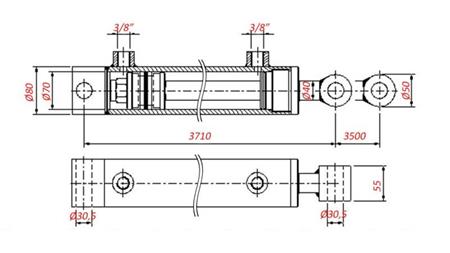 HYDRAULISK CYLINDER TIL TRAKTION - HUL 70/40-3500