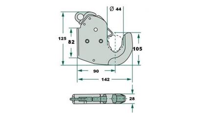 AUTOMATISK KROG TIL TRAKTOR KOBLING HYDRAULIK CAT.1 ECO - dimensioner
