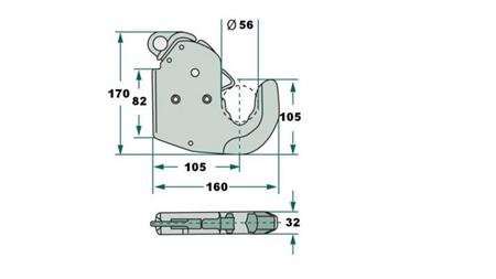 AUTOMATISK KROG TIL TRAKTOR KOBLING HYDRAULIK CAT.2S ECO - dimensioner