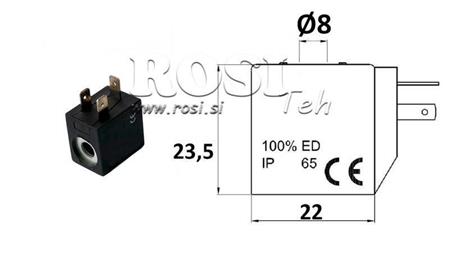 ELEKTROMAGNETISK SPOLE 230VAC TIL VENTIL - fi 8mm-23.5mm 3W