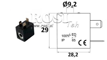 ELEKTROMAGNETISK SPOLE 12VDC TIL VENTIL - fi 19.2mm-29mm 3W